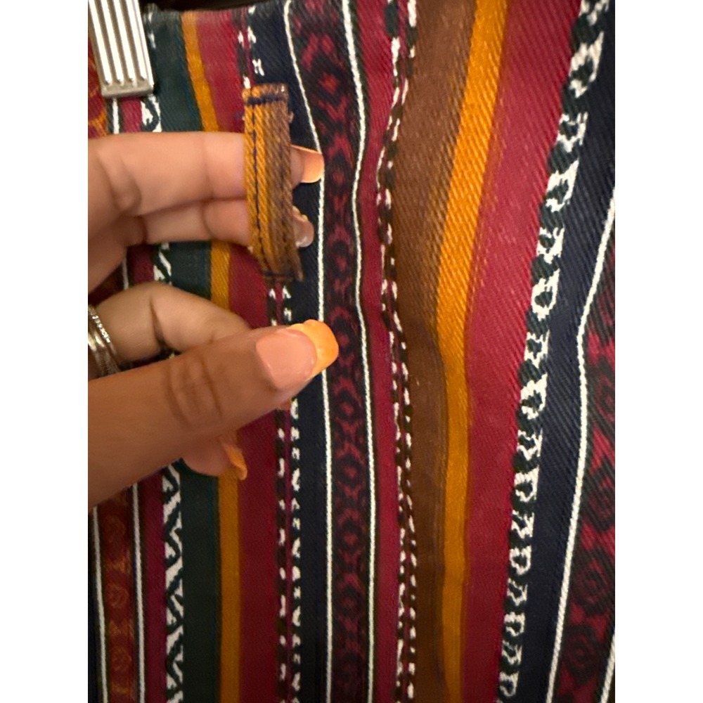 Vintage South western wrap stripe Maxi Skirt Fringe back Slit sz3 Boho  Cowgirl - Picture 3 of 11